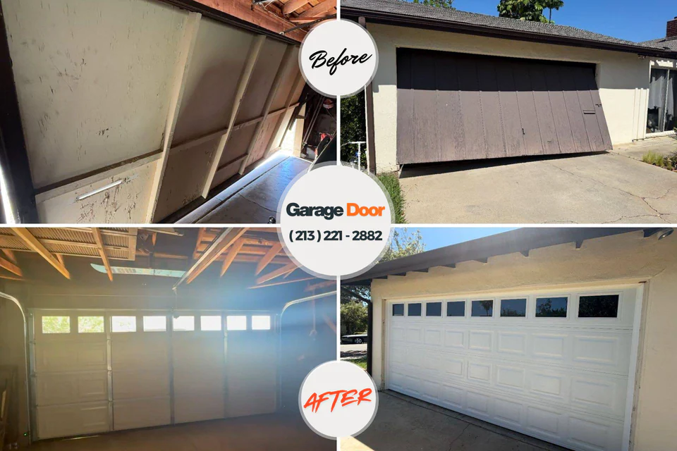 Before and after: garage door repair Hidden Hills, CA